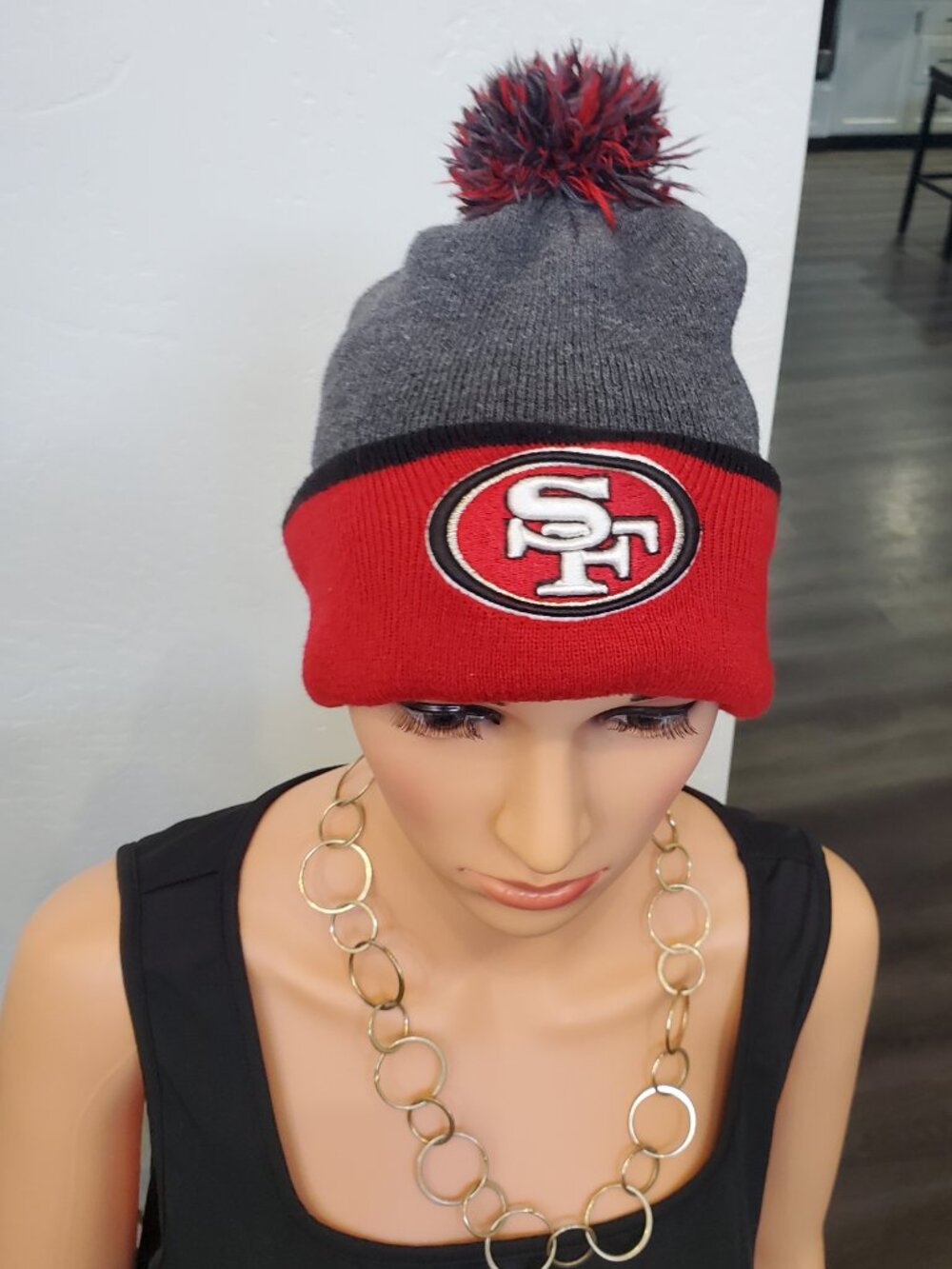 Vintage New Era NFL San Francisco 49ers SF Beanie Gray & Red OS